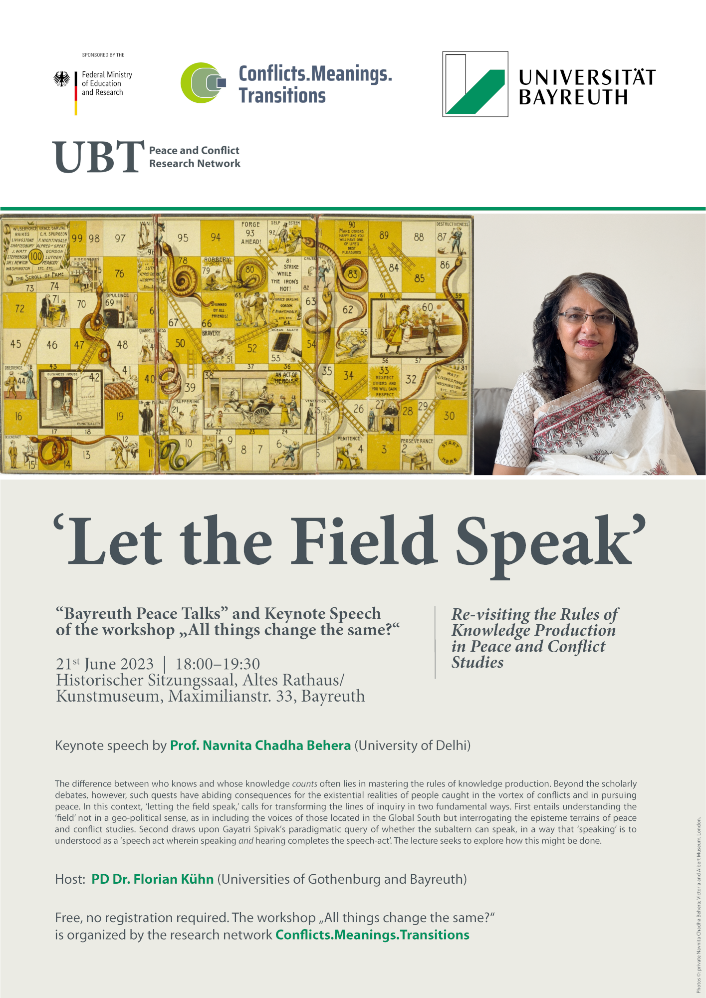 Poster for keynote speech by Navnita Chadha Behera