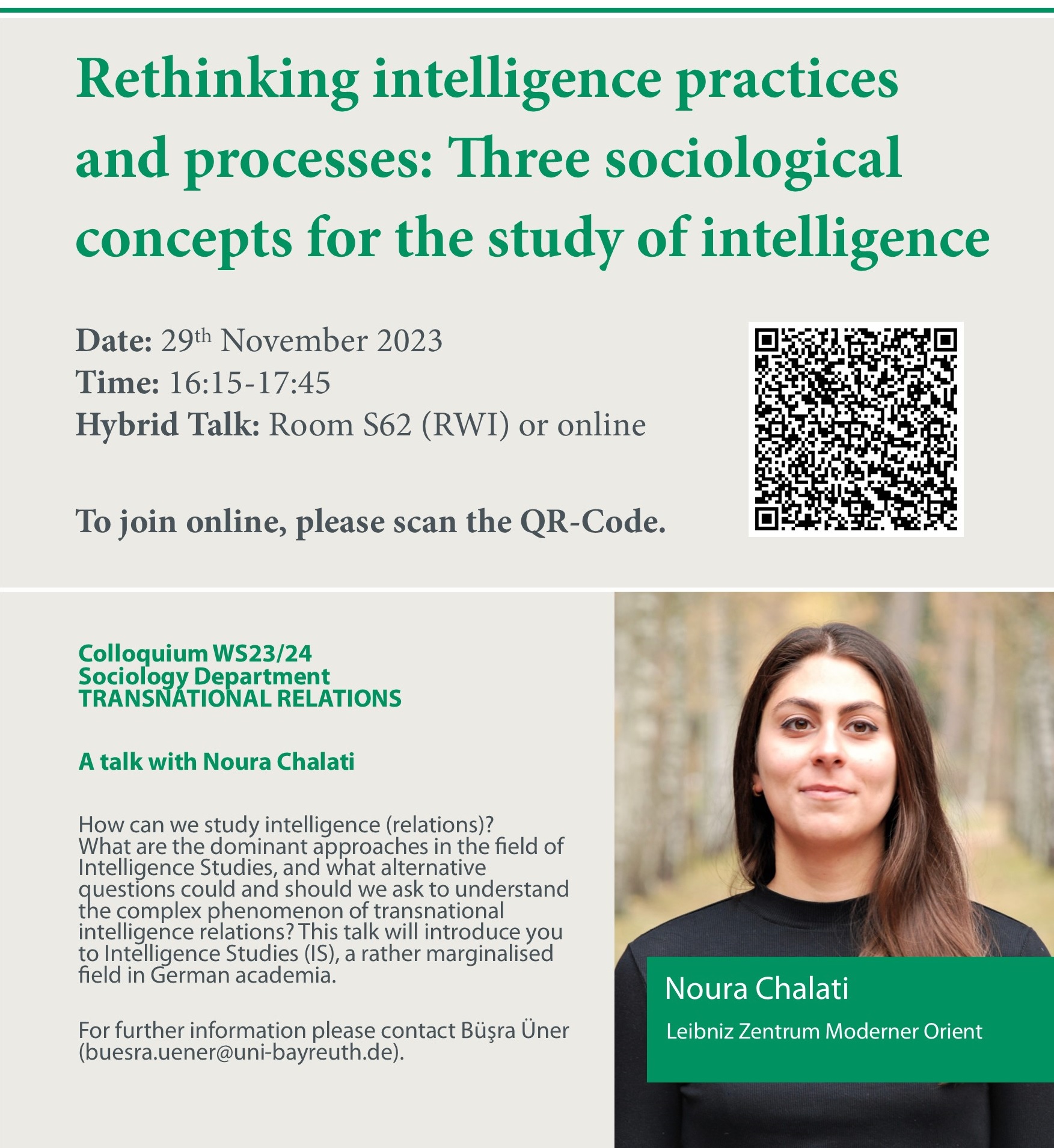 Poster of talk of Noura Chalati